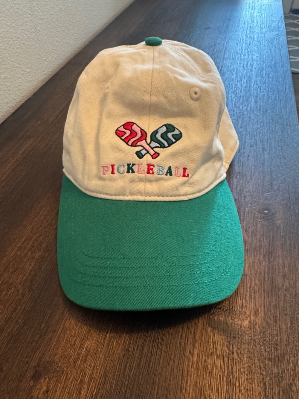 Pickleball Embroidered Hat with Green Brim